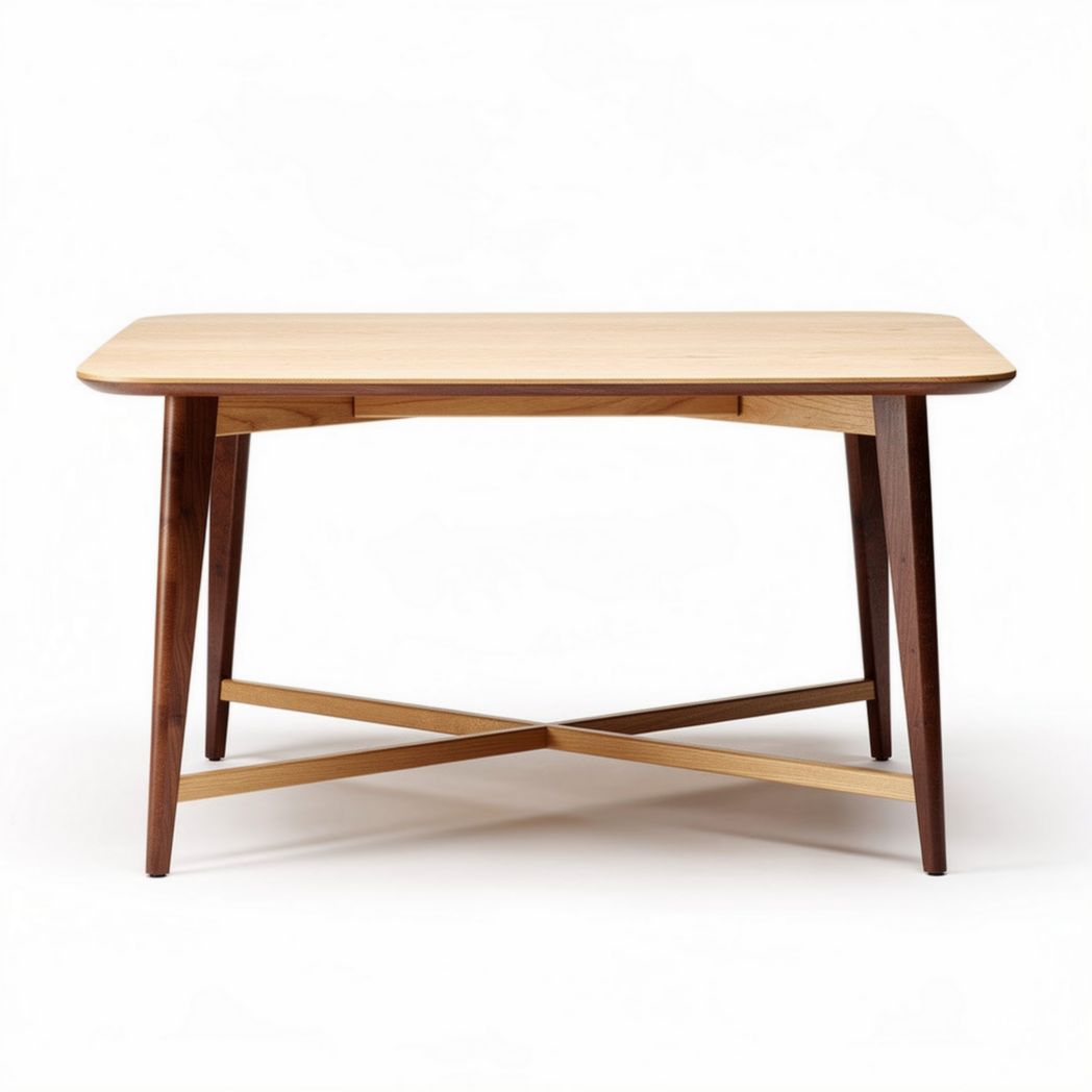 Mesa de madeira em estilo contemporâneo 150 x 75 x 75cm acabamento natural