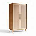 Armário de armazenamento de madeira 80 x 40 x 160cm na cor beige com portas de ripas