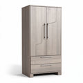 armário de madeira com 2 portas e 2 gavetas 80 x 40 x 180cm cinza claro